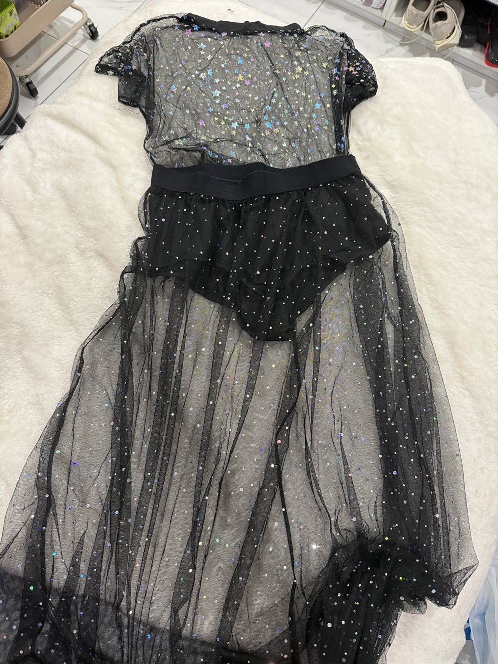 Kids Black Sparkle Tulle Costume Dress size xl